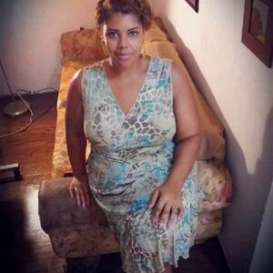 XL Charter Club Tiered V-Neck Cream Abstract Dress